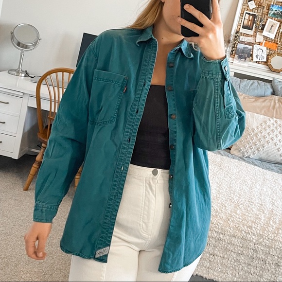 Levi's Tops - SOLD Vintage Levi’s Teal Blue Button Down Work Shirt
